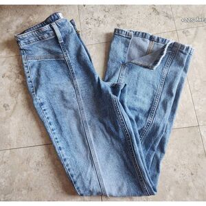 42 Maurices Edgely high rise flare wide leg pieced jeans w/slit light wash